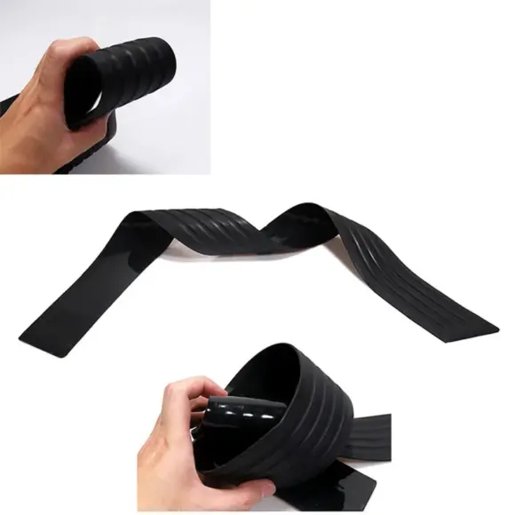 Universal Black Rubber Rear Trunk Edge Guard Scratch Protector Cover Mat Double-Sided Tape for Car SUV Trunk Rear Bumper - Image 4